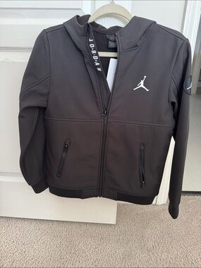 Jordan Black Hooded Zip-Up Puffer Jacket for Kids